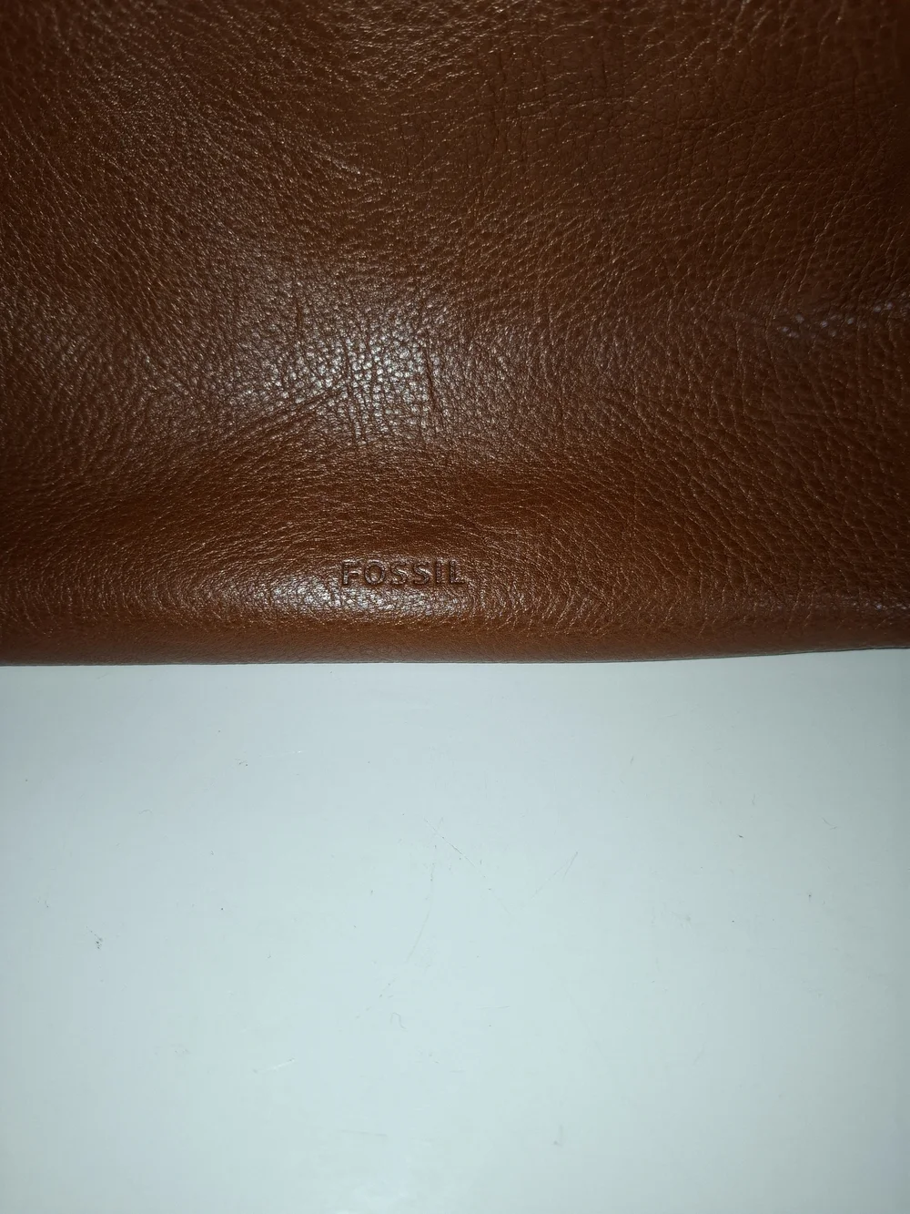Fossil Brown Leather Crossbody with Studded Stripe Detail